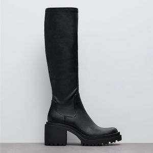 Zara Fitted Knee High Black Boots